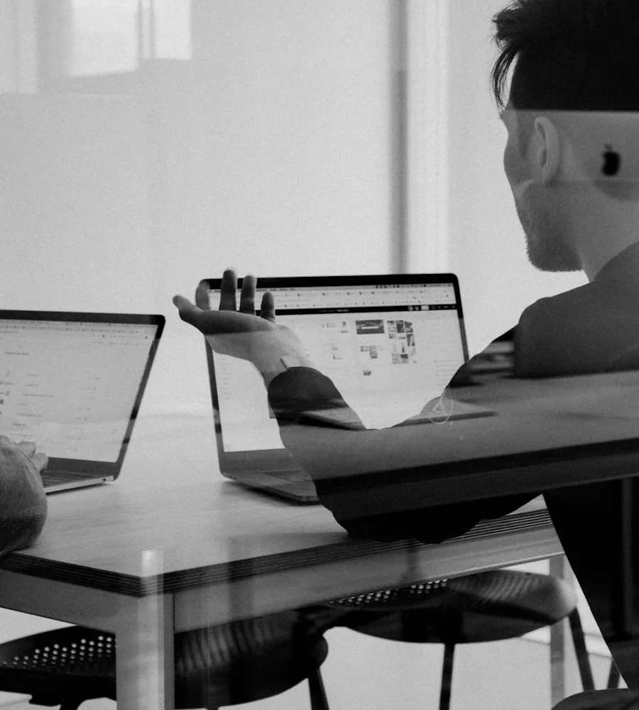 Person setting up a business profile on a laptop