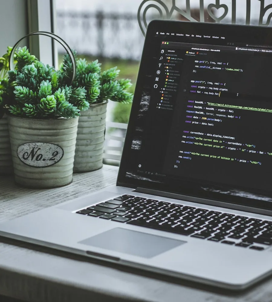 Developer writing PHP code for a WordPress plugin on a laptop