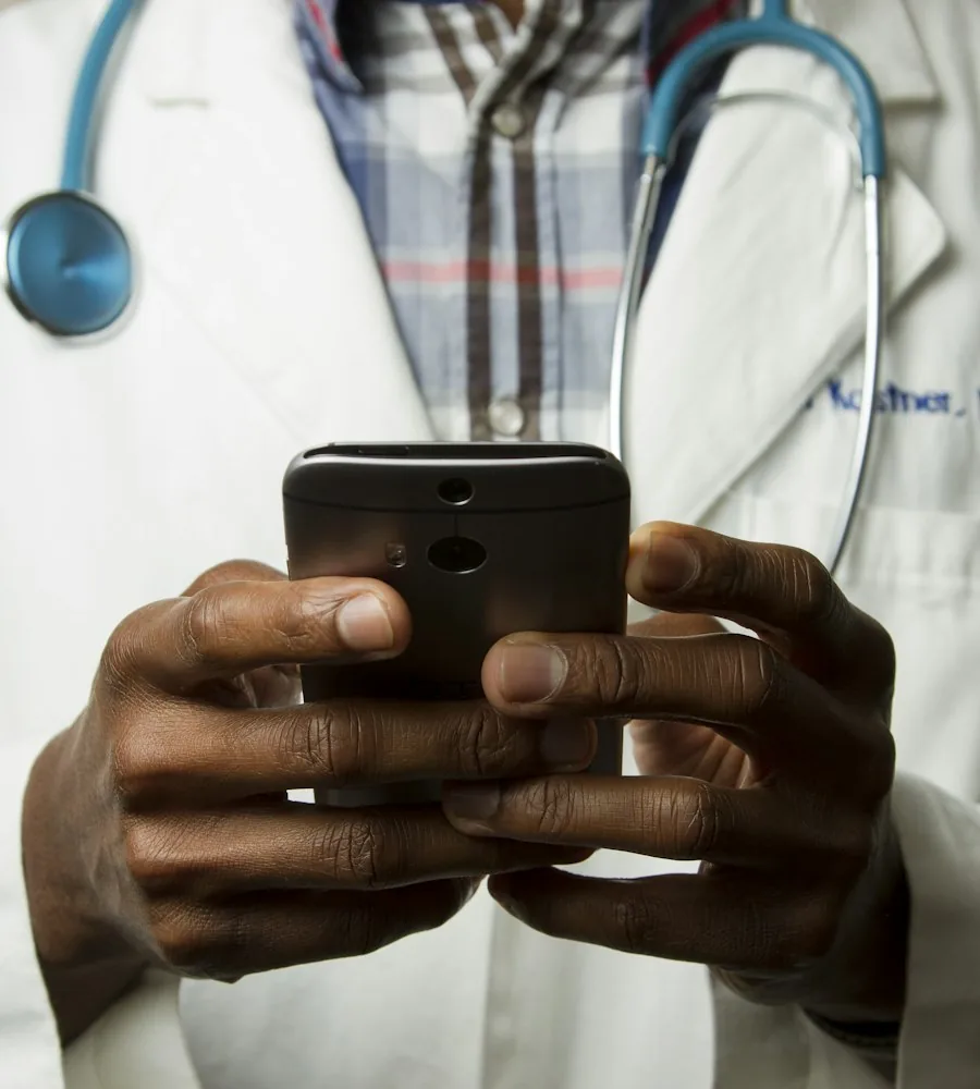Person searching for healthcare information on a smartphone