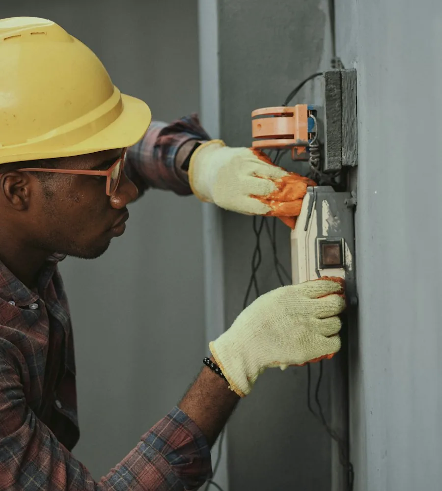 Electrician working on a home service call